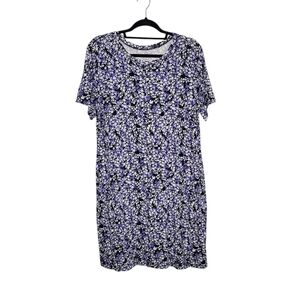 BCBGeneration Women's Jersey Knit Blue Floral Short Sleeve T-Shirt Dress Size L